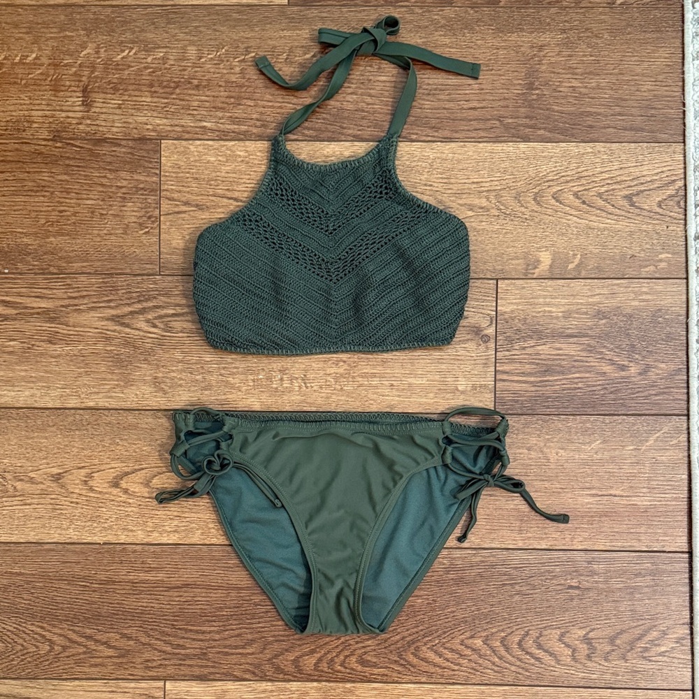 Xhilaration Olive Green Crochet Bikini
